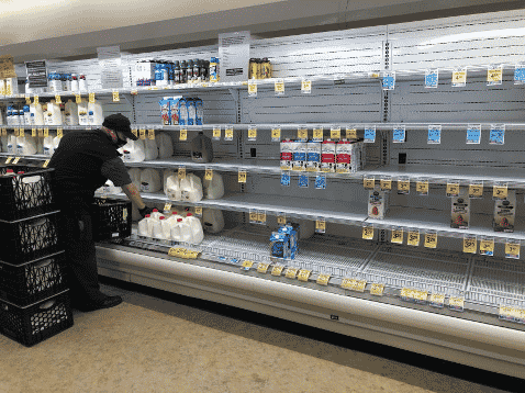 Empty grocery shelves
