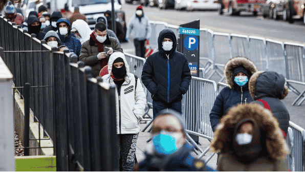 People waiting in line to be tested