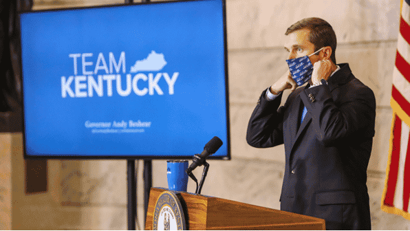 Andy Bashear with a mask on